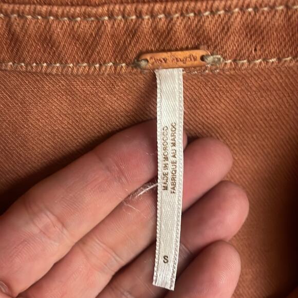 Free People Eisenhower terra cotta denim cropped jacket women's S - Picture 9 of 11